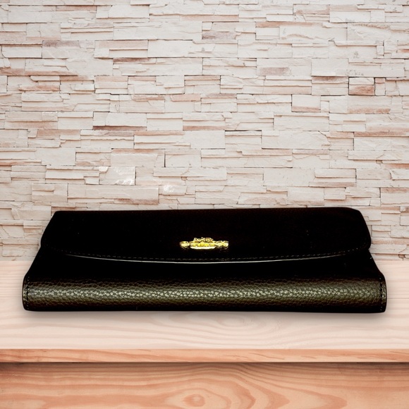 Coach Black Pebbled Leather Envelope Wallet w/ Checkbook Cover NWT - Picture 3 of 8